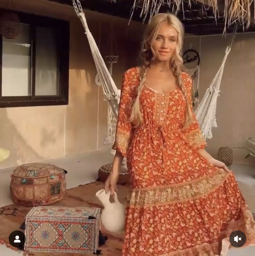 Arnhem Orange Floral Midi Dress